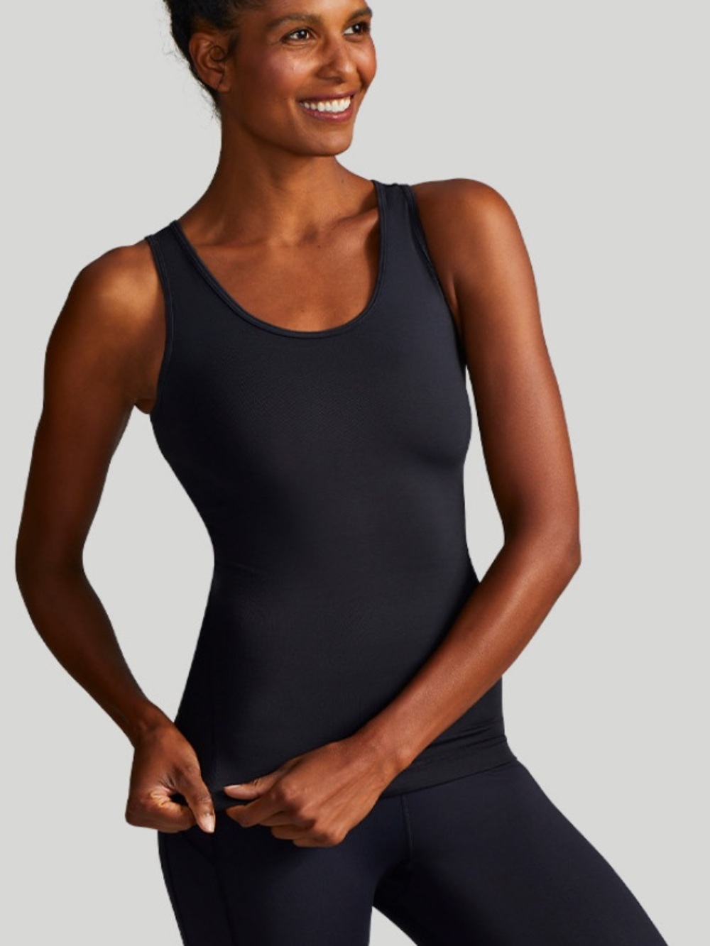 Tommie Copper Lower Back Support Tank Women's Black Compression Top Sz L